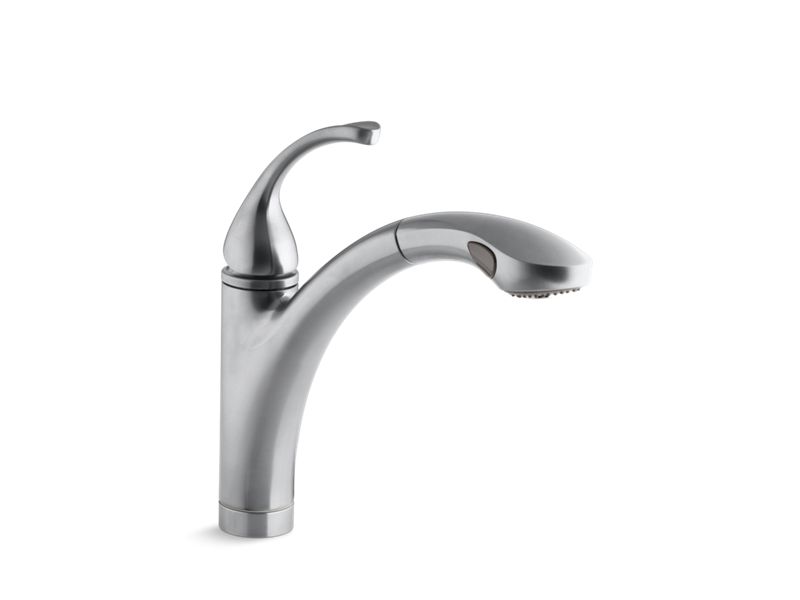 KOHLER 10433-G Fort?? Single-Hole Or 3-Hole Kitchen Sink Faucet With 10-1/8" Pull-Out Spray Spout in Brushed Chrome