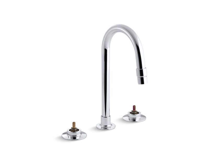 KOHLER 7303-K-CP Triton Widespread Commercial Bathroom Sink Faucet With Rigid Connections And Gooseneck Spout, Requires Handles, Drain Not Included in Polished Chrome