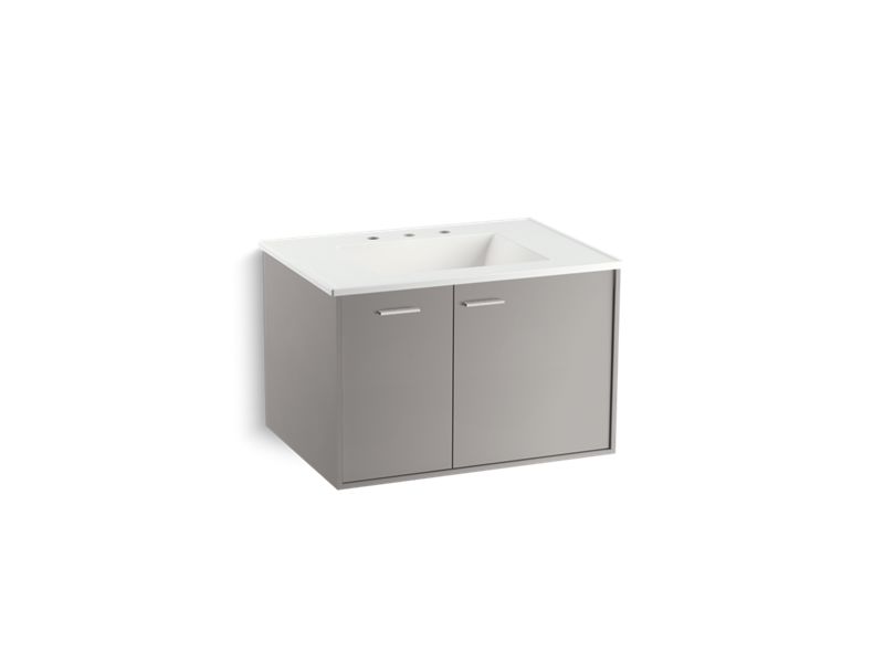 KOHLER K-99541-L-1WT Jute 30" wall-hung bathroom vanity cabinet with 1 door and 1 drawer on left