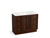 KOHLER K-99563-TK-1WB Damask 42" bathroom vanity cabinet with toe kick, 1 door and 6 drawers