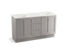 KOHLER K-99537-TK-1WT Poplin 60" bathroom vanity cabinet with toe kick, 2 doors and 3 drawers