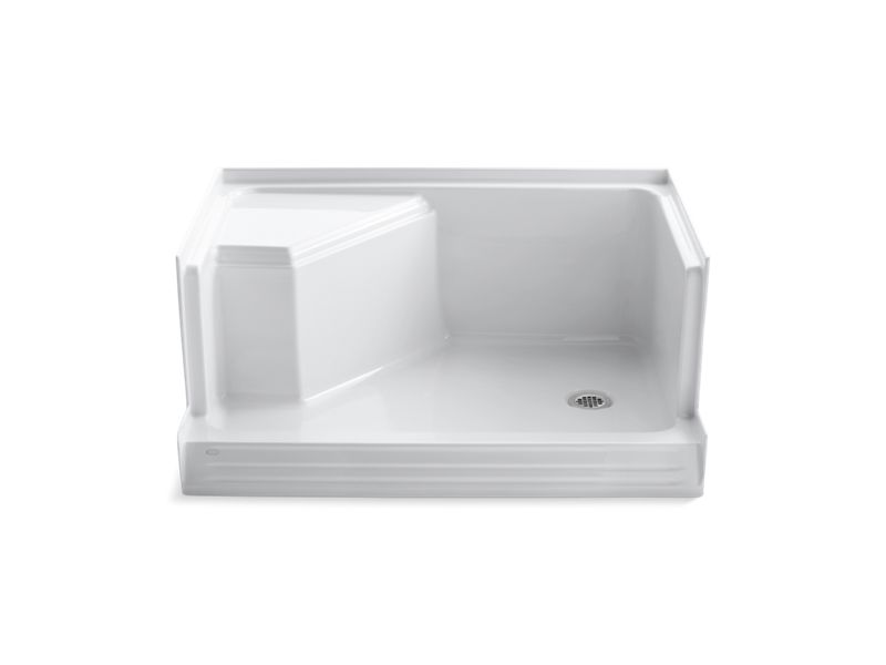 KOHLER K-9488 Memoirs 48" x 36" single threshold right-hand drain shower base with integral seat at left