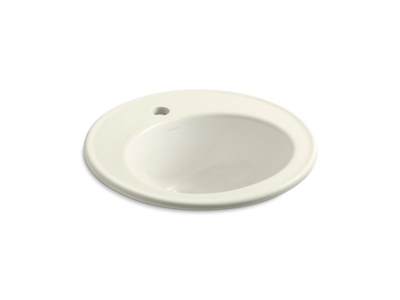 KOHLER K-2202-1 Brookline 19" diameter drop-in bathroom sink with single faucet hole