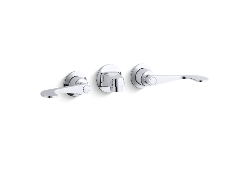 KOHLER 8046-5A-CP Triton Shelf-Back Commercial Bathroom Sink Faucet With Grid Drain And Wristblade Lever Handles in Polished Chrome