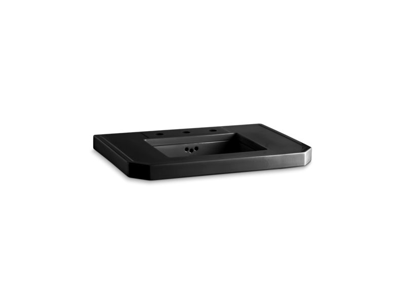 KOHLER 3020-7 Kathryn 32" X 22" Fireclay Console Tabletop Cut For K-2330-G Undermount Bathroom Sink in Black