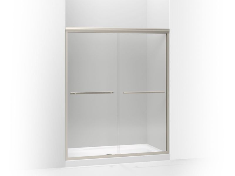 KOHLER 709064-L-MX Gradient Sliding Shower Door, 70-1/16" H X 59-5/8" W, With 1/4" Thick Crystal Clear Glass in Matte Nickel