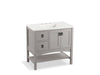 KOHLER K-99556-L-1WT Marabou 36" bathroom vanity cabinet with 2 doors and 2 drawers on left