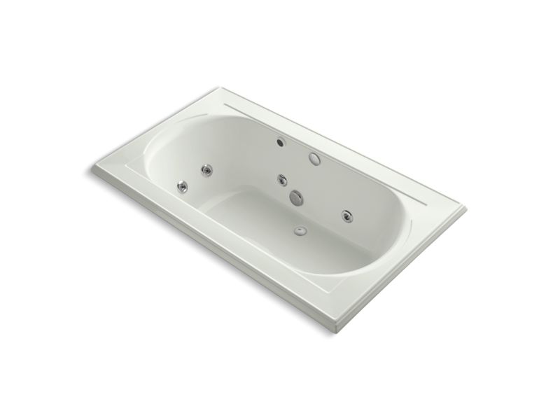 KOHLER K-1418-HE-NY Memoirs 72" x 42" drop-in whirlpool with reversible drain, heater and custom pump location without jet trim
