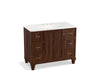 KOHLER K-99563-LG-1WE Damask 42" bathroom vanity cabinet with furniture legs, 1 door and 6 drawers