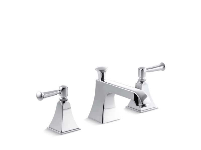 KOHLER 454-4S-CP Memoirs Stately Widespread Bathroom Sink Faucet With Lever Handles in Polished Chrome