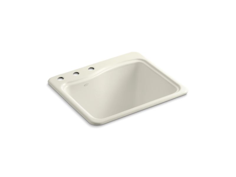 KOHLER K-6657-3 River Falls 25" x 22' x 14-15/16" top-mount utility sink with 3 faucet holes on deck on left side