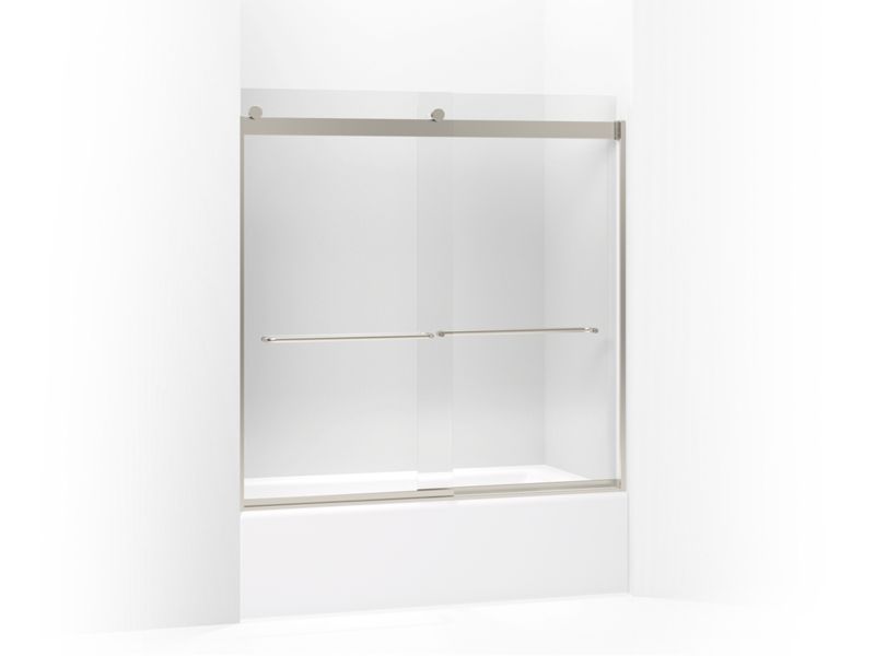 KOHLER K-706005-L Levity Sliding bath door, 59-3/4" H x 54 - 57" W, with 1/4" thick Crystal Clear glass