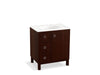 KOHLER K-99504-LGL-1WG Jacquard 30" bathroom vanity cabinet with furniture legs, 1 door and 3 drawers on left