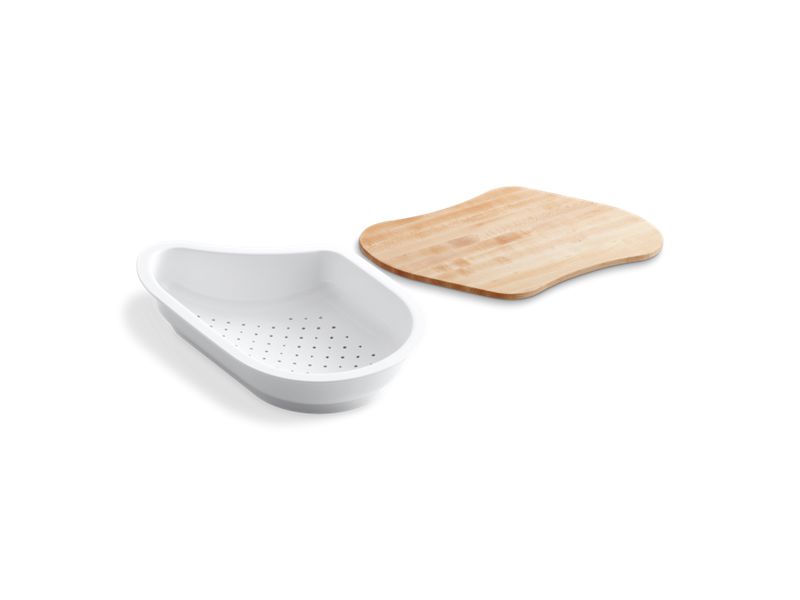 KOHLER 3292-0 15-7/16" X 10-17/32" X 3-1/16" Colander/Cutting Board For 9-1/4" X 15-3/8" Bowl in White