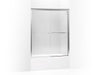 KOHLER 702211-L-SHP Fluence Sliding Bath Door, 63" H X 49 - 52" W, With 1/4" Thick Crystal Clear Glass in Bright Polished Silver