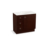 KOHLER K-99507-TKL-1WG Jacquard 36" bathroom vanity cabinet with toe kick, 1 door and 3 drawers on left