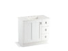 KOHLER K-99533-TKR-1WA Poplin 36" bathroom vanity cabinet with toe kick, 1 door and 3 drawers on right