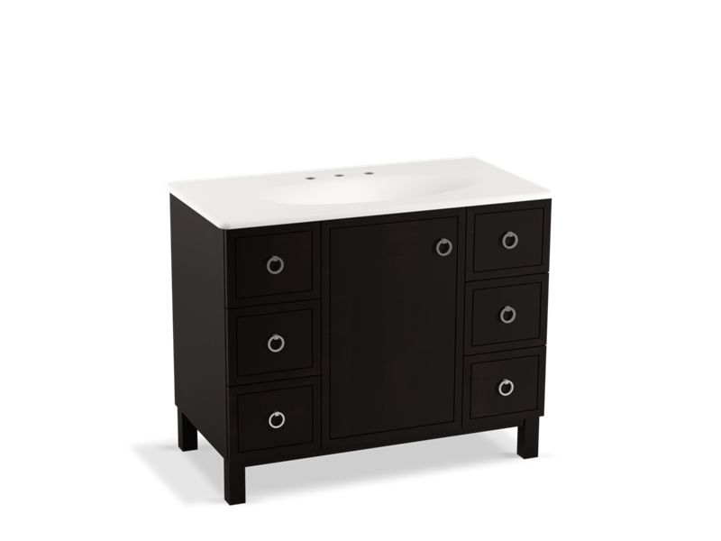 KOHLER K-99564-LG-1WU Jacquard 42" bathroom vanity cabinet with furniture legs, 1 door and 6 drawers