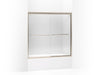 KOHLER 702200-L-ABV Fluence Sliding Bath Door, 58-5/16" H X 56-5/8 - 59-5/8" W, With 1/4" Thick Crystal Clear Glass in Anodized Brushed Bronze
