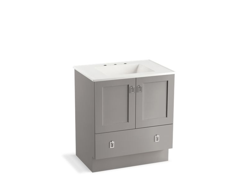 KOHLER K-99529-TK-1WT Poplin 30" bathroom vanity cabinet with toe kick, 2 doors and 1 drawer