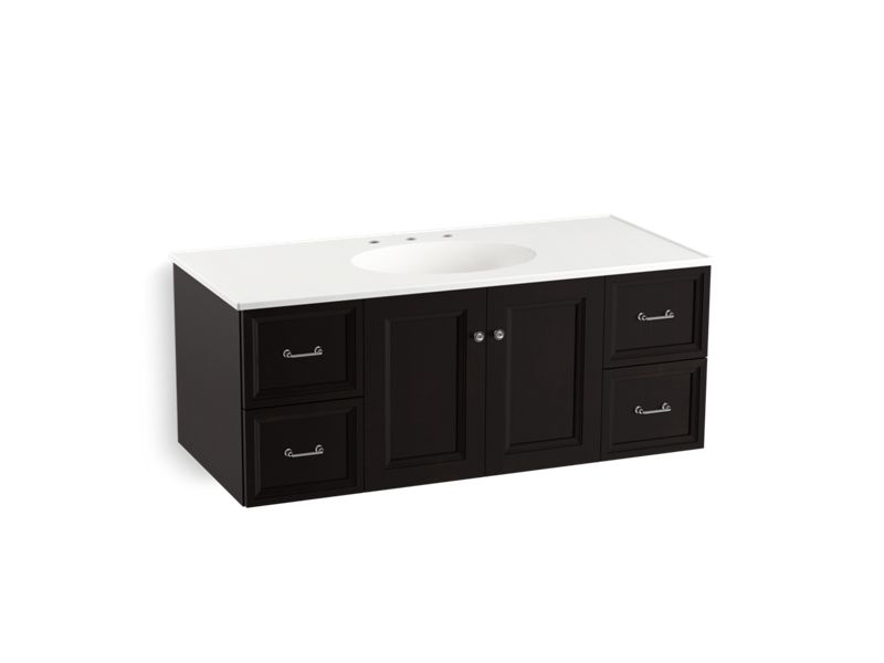 KOHLER K-99522-1WU Damask 48" wall-hung bathroom vanity cabinet with 2 doors and 4 drawers