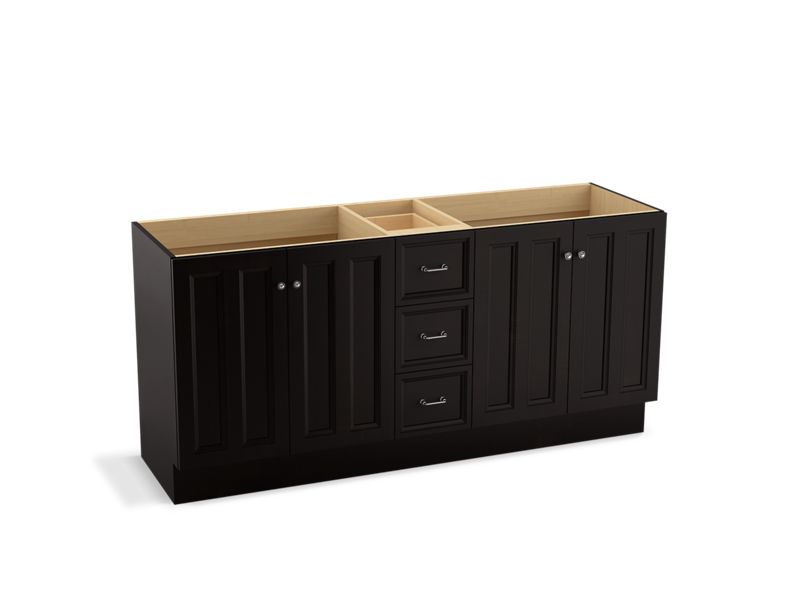 KOHLER K-99525-TKSD-1WU Damask 72" bathroom vanity cabinet with toe kick, 4 doors and 3 drawers, split top drawer