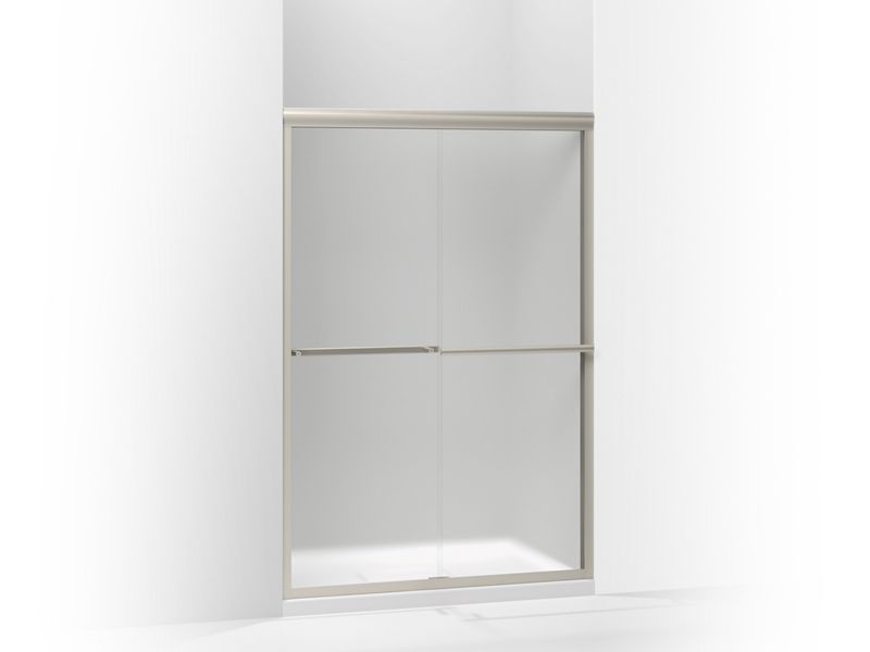 KOHLER 709063-D3-MX Gradient Sliding Shower Door, 70-1/16" H X 47-5/8" W, With 1/4" Thick Frosted Glass in Matte Nickel