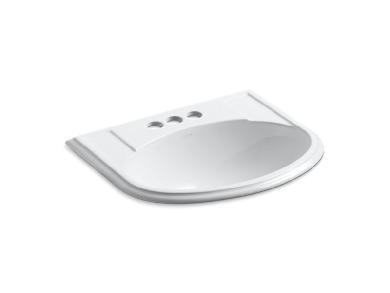 KOHLER K-2279-4-0 Devonshire Drop-in bathroom sink with 4" centerset faucet holes