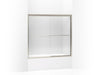 KOHLER 702202-L-MX Fluence Sliding Bath Door, 55-3/4" H X 54 - 57" W, With 1/4" Thick Crystal Clear Glass in Matte Nickel