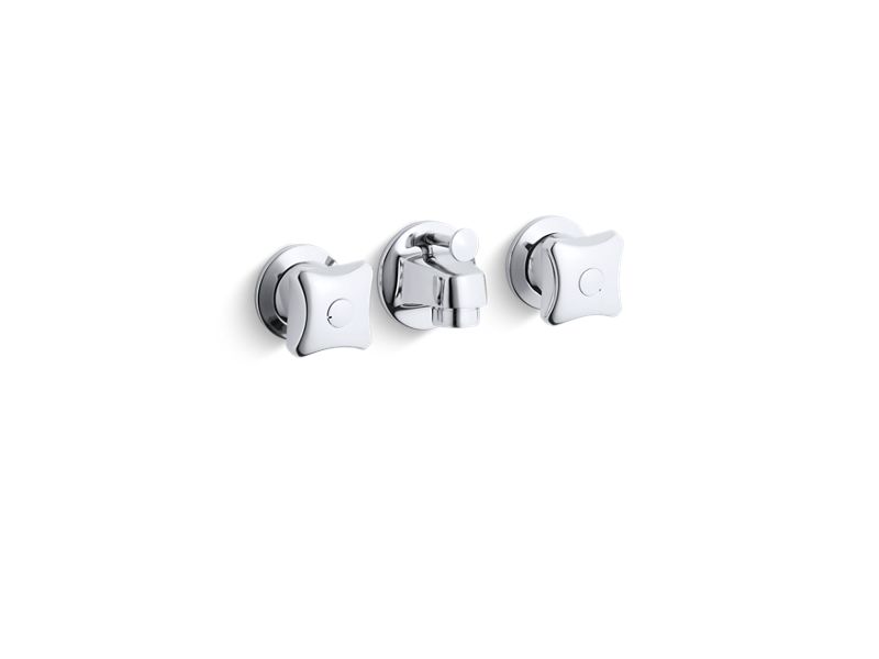 KOHLER 8040-2A-CP Triton Shelf-Back Commercial Bathroom Sink Faucet With Pop-Up Drain And Standard Handles in Polished Chrome