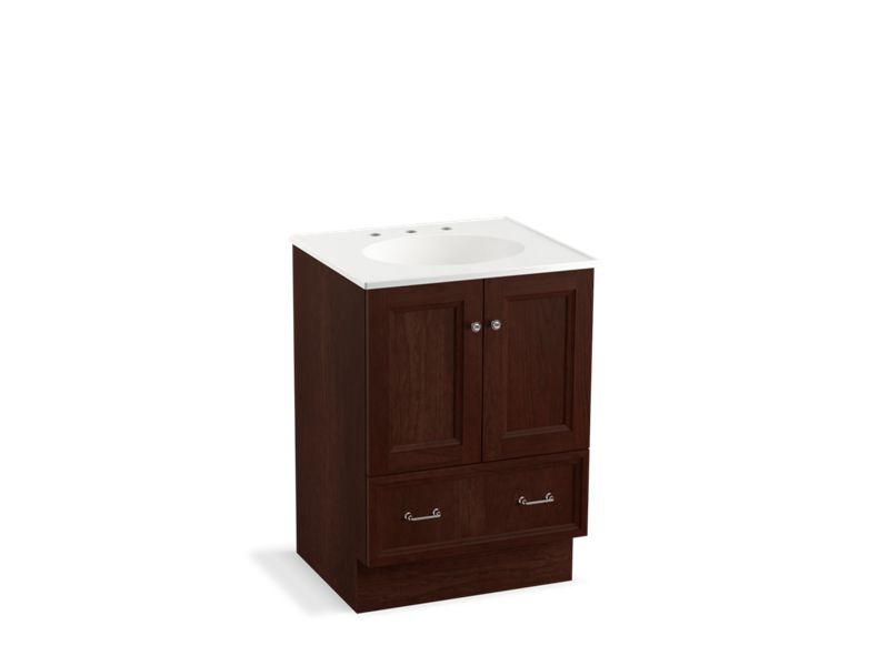 KOHLER K-99514-TK-1WG Damask 24" bathroom vanity cabinet with toe kick, 2 doors and 1 drawer