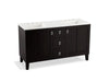 KOHLER K-99537-LGSD-1WU Poplin 60" bathroom vanity cabinet with legs, 2 doors and 3 drawers, split top drawer