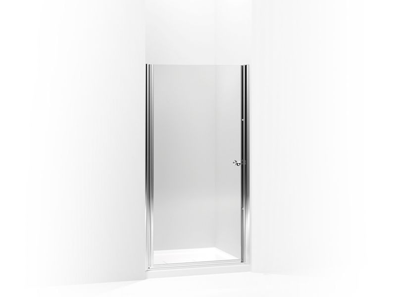 KOHLER 702416-L-SH Fluence Pivot Shower Door, 65-1/2" H X 27-1/4 - 28-3/4" W, With 1/4" Thick Crystal Clear Glass in Bright Silver