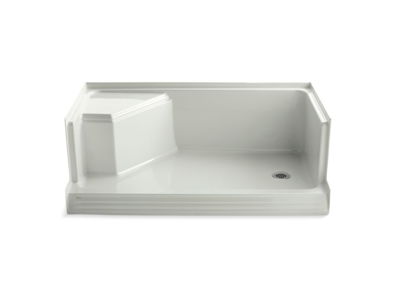 KOHLER K-9496 Memoirs 60" x 36" single threshold right-hand drain shower base with integral seat at left