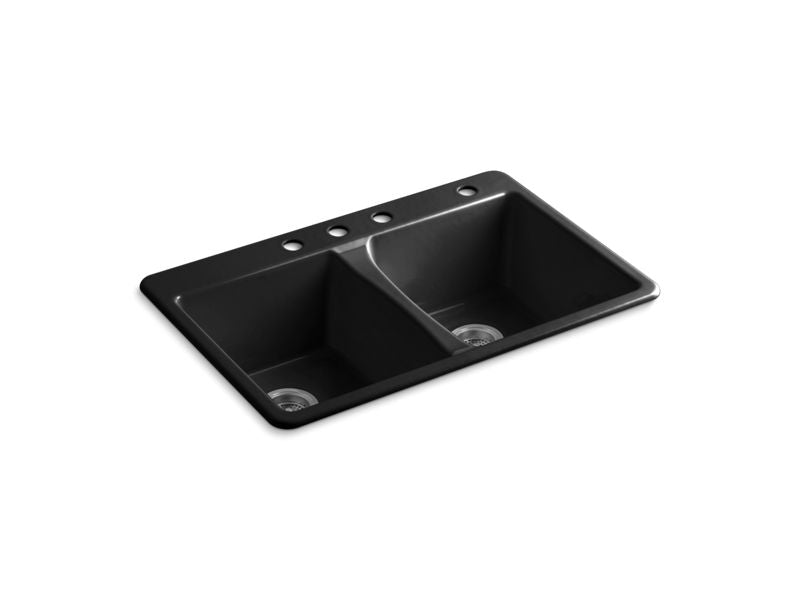 KOHLER K-5873-4 Deerfield 33" x 22" x 9-5/8" top-mount double-equal kitchen sink