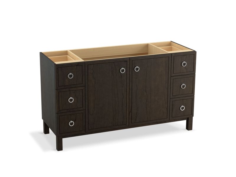 KOHLER K-99510-LG-1WC Jacquard 60" bathroom vanity cabinet with furniture legs, 2 doors and 6 drawers