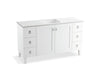 KOHLER K-99536-LG-1WA Poplin 60" bathroom vanity cabinet with legs, 2 doors and 6 drawers