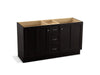 KOHLER K-99524-TKSD-1WU Damask 60" bathroom vanity cabinet with toe kick, 2 doors and 3 drawers, split top drawer