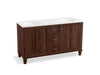 KOHLER K-99524-LGSD-1WE Damask 60" bathroom vanity cabinet with furniture legs, 2 doors and 3 drawers, split top drawer