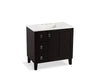 KOHLER K-99533-LGL-1WU Poplin 36" bathroom vanity cabinet with legs, 1 door and 3 drawers on left