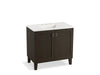 KOHLER K-99531-LG-1WC Poplin 36" bathroom vanity cabinet with legs and 2 doors