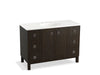 KOHLER K-99509-LGSD-1WC Jacquard 48" bathroom vanity cabinet with furniture legs, 2 doors and 6 drawers, split top drawers
