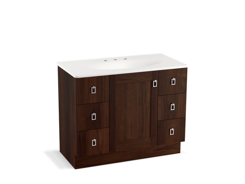 KOHLER K-99562-TK-1WB Poplin 42" bathroom vanity cabinet with toe kick, 1 door and 6 drawers