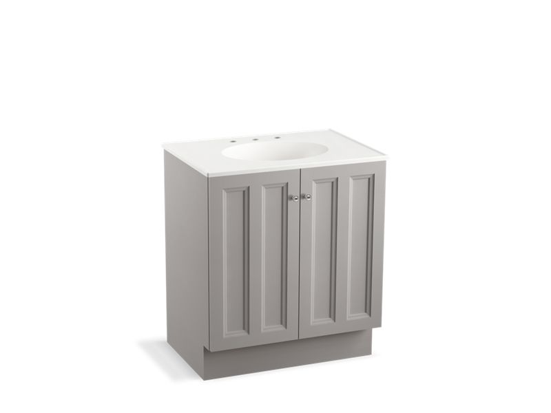 KOHLER K-99515-TK-1WT Damask 30" bathroom vanity cabinet with toe kick and 2 doors