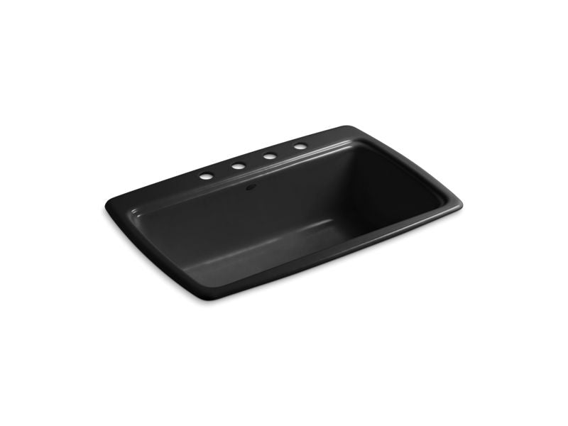 KOHLER K-5863-4 Cape Dory 33" x 22" x 9-5/8" top-mount single-bowl kitchen sink with 4 faucet holes