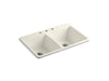 KOHLER K-5873-3 Deerfield 33" x 22" x 9-5/8" top-mount double-equal bowl kitchen sink