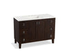 KOHLER K-99535-LGSD-1WB Poplin 48" bathroom vanity cabinet with legs, 2 doors and 6 drawers, split top drawers