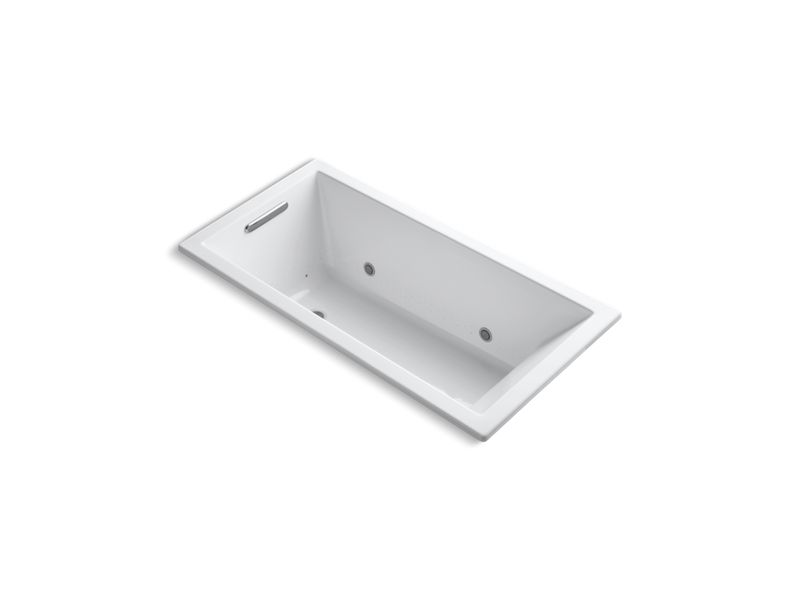 KOHLER K-1167-GVBCW-0 Underscore Rectangle 60" x 30" drop-in VibrAcoustic + BubbleMassage Air Bath with Bask(TM) heated surface and chromatherapy