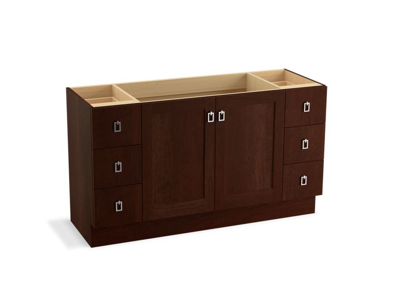KOHLER K-99536-TK-1WG Poplin 60" bathroom vanity cabinet with toe kick, 2 doors and 6 drawers