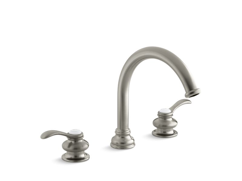 KOHLER T12885-4-BN Fairfax Deck-Mount Bath Faucet Trim With Lever Handles And Traditional 8-7/8" Non-Diverter Slip-Fit Spout, Valve Not Included in Vibrant Brushed Nickel